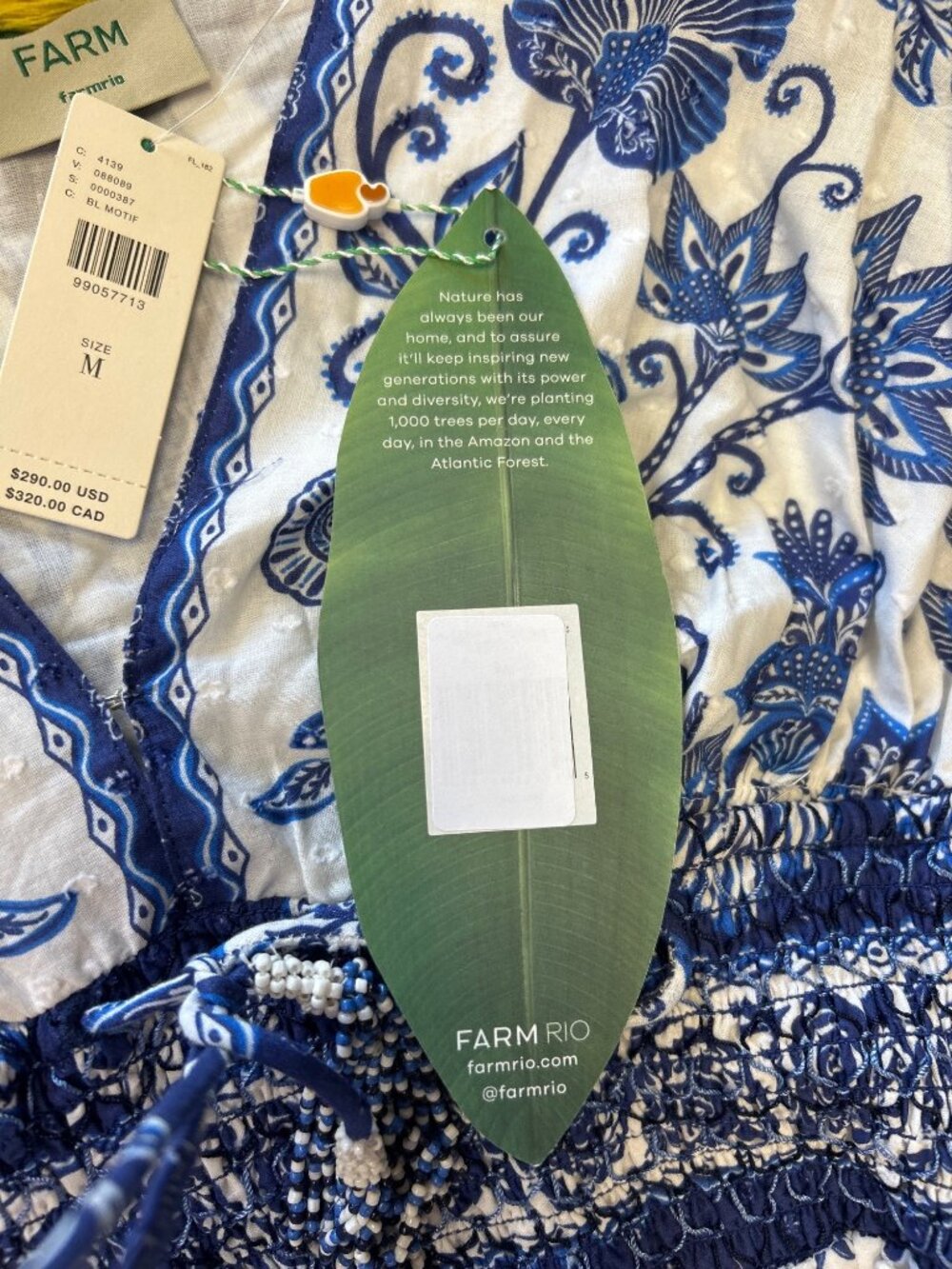 FARM RIO Shell Garden Maxi Dress Blue Motif Size Medium NWT - Picture 6 of 9